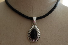 Silver chunky onyx pendant - lg,