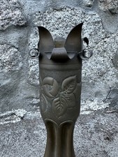Ancienne douille d'obus sculpté décor floral 75 DE Art Des Poilus 1916
