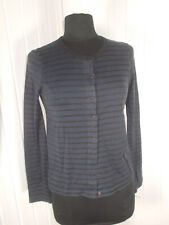 Pull boutons gilet coton bleu rayé bronze brillant leger PETIT BATEAU S 16 ans