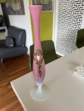 Vase Opaline Rose Serti Camé