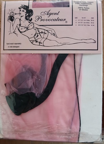 Bas nylon couture rose noir - bas,