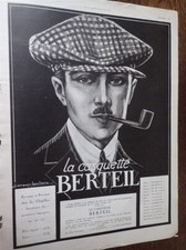 casquette BERTEIL par Jacques LECLERC + TOBLERONE pub papier ILLUSTRATION 1924