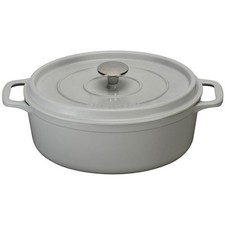 invicta cocotte ovale en fonte émaillée 31cm gris 403312 mistral