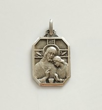 mama-estelle Ancienne Médaille Christ Calice Communion en Argent