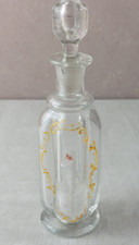 Ancien flacon en verre soufflé, décor peint main, émaillé