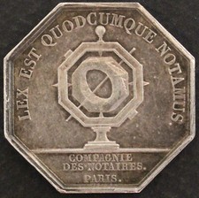 JETON LOUIS XVIII COMPAGNIE DES NOTAIRES PARIS ARGENT