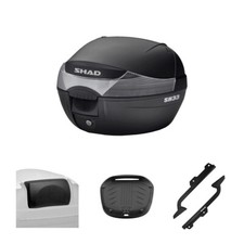 Set Coffre SHAD SH33 Noir Piaggio 125 pour Vespa LX 2005-2014