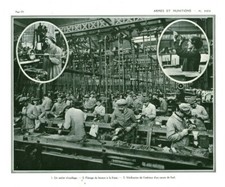 Document ancien guerre 14/18 un atelier d'outillage issu de livre 1916