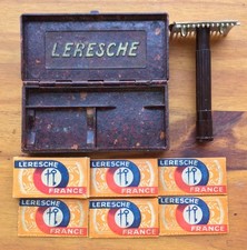 Ancien Rasoir de Sureté à peigne Leresche Boite et Manche en Bakélite