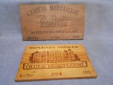 2 Plaques VIN Vintage en Bois de Caisse à vin CHATEAUX  1984 et 1991 Médoc