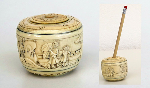 Chine porte crayon - -, sculpté