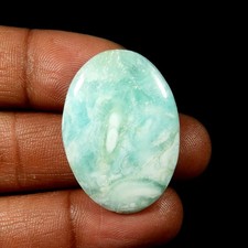 Cabochon en cristal d'Aragonite bleu naturel forme ovale pierre précieuse en ...