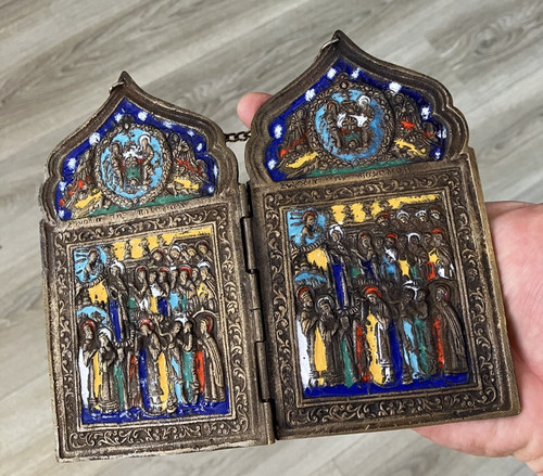 Ancien icone diptyque russe - ancien,