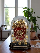 Globe de mariée fleurs en cire Napoleon III 42 cm C400