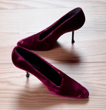 Chaussure Vintage de Lagerfeld Paris Talon Aiguille Velours Pourpre Women Size 7