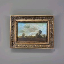 Peinture Ancienne Huile Sur Toile Paysage Barbizon Tableau Encadré Signé