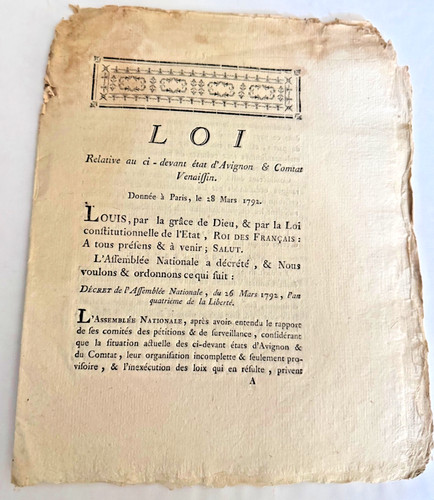 Louis xvi loi sur - loi, avignon