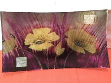 Plateau centre de table en verre avec effet pailleté et motif fleurs dorées