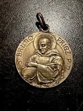 Rare Grosse Médaille Religieuse St Bruno Chartreux French Antique Signé Penin 1