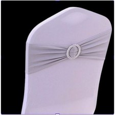 10 Noeuds de chaise mariage - En lycra argent - Boucle strass