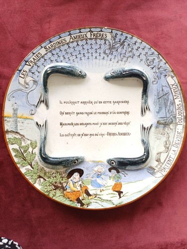 Assiette publicitaire sardines