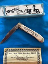 Couteau SCHRADE SCRIMSHAW fabriqué aux États-Unis SC503 TRAPPEUR A LA PECHE  