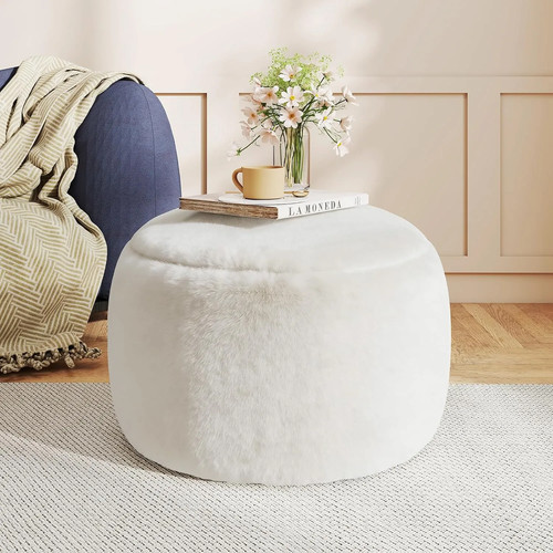 Round foam filled pouf ottoman - foam,