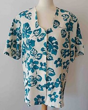 veste habillé vintage :: taille 44 46 :: motif feuilles tropicales turquoise