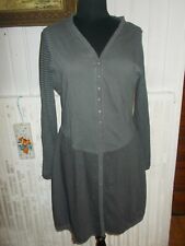  Robe aux genoux bi matiere gris MISS CAPTAIN 44 manches longues
