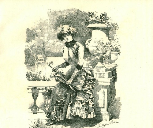 Gravure ancienne 1883 - femme, à