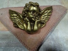  tres ancien sur velours rose ancien gansé , angelot  collector ,tété de lit 