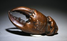 3 "rare Chine ancienne sculpture en cuivre Feng Shui crabe pince Lucky sculpture