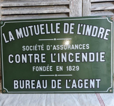 ANCIENNE PLAQUE EMAILLEE ASSURANCE MUTUELLE CONTRE L'INCENDIE