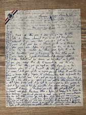 Lettre Air France 1935 papier avion bleu manuscrite – correspondance ancienne