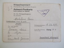 lettre prisonnier de guerre, STALAG IVc 7, 1941 KGpost, CP de réponse