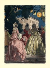 Auguste LEROUX . Casanova. les belles en masque à Venise !!!  sur  papier JAPON