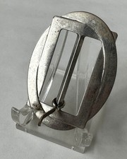 Boucle de ceinture ancienne métal argenté Art Déco