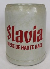 Chope à Bière en grès - Slavia Bière de haute race -  LA