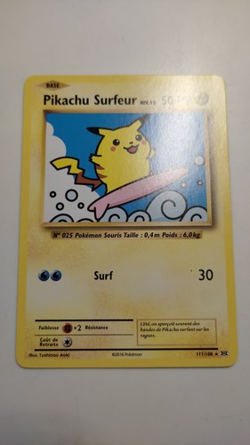 Carte pokémon pikachu surfeur - carte,