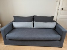canapé en tissu gris fabrication française, entièrement déhoussable 