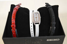 *BRAND NEW* Seiko Women's Solar White Leather Interchangeable Strap Watch SUP391