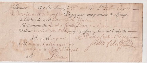 1711 france bill - bill, exchange