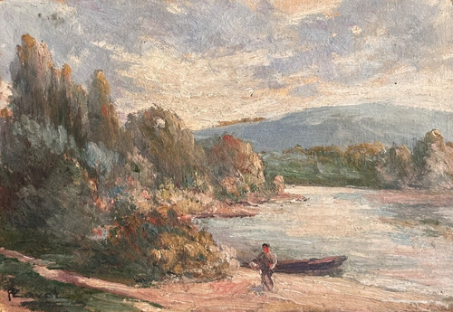 Tableau ancien huile paysage - huile,