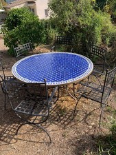 Table de jardin mosaique ples chaises et fauteuils