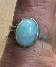 Bague Argent 925 Sertie Turquoise Cabochon Taille 54
