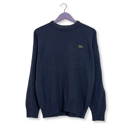 Pull lacoste bleu col rond - bleu,