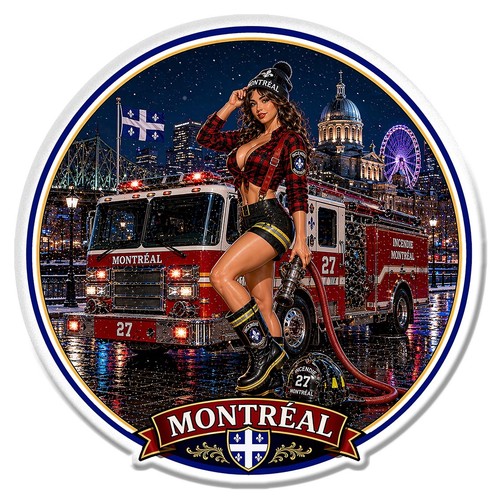 Sticker pin pompiers - pin-up,