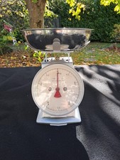 Balance mécanique vintage 5 kg – métal argenté & bol inox – années 60/70 – déco