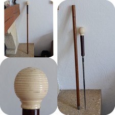 Cannes à Système Bouton Poussoir Napoléon III Pommeau Casse Tête 84,5 cm