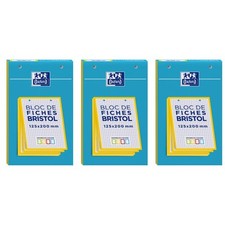 [400167378-3] Oxford Lot de 3 Blocs de 30 fiches bristol 125X200 perforées Q5...